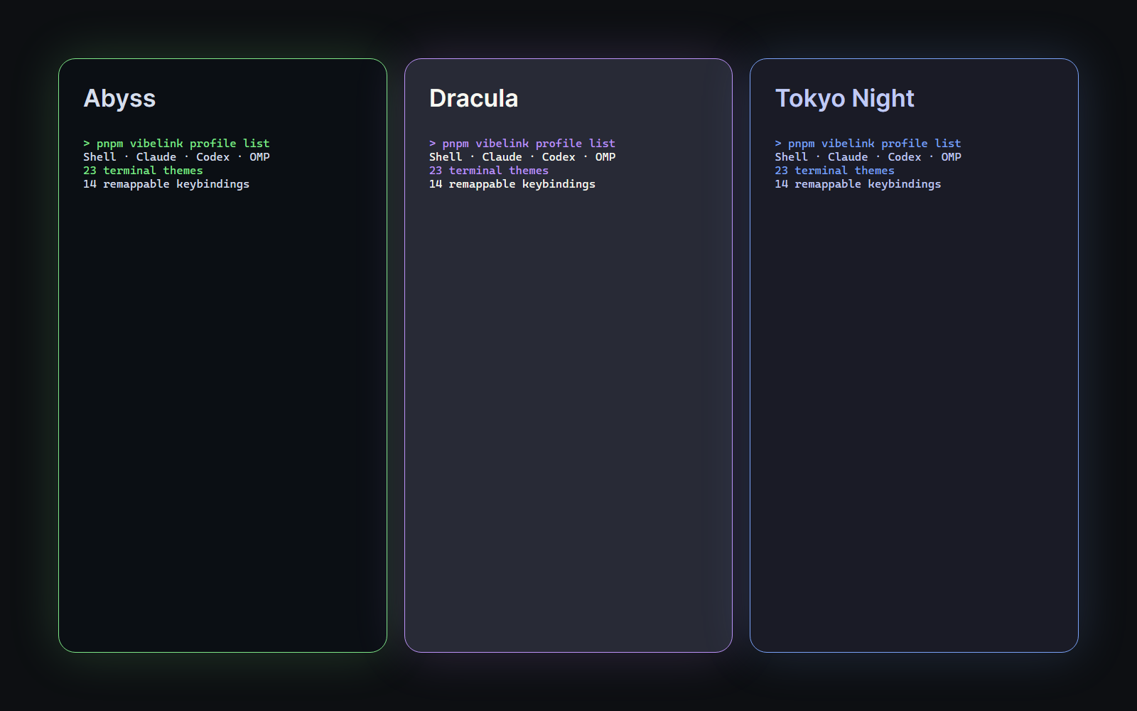 VibeLink terminal themes
